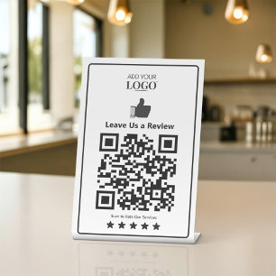 Expositor En L Revisión de negocio Código Qr Blanco Minimalista m