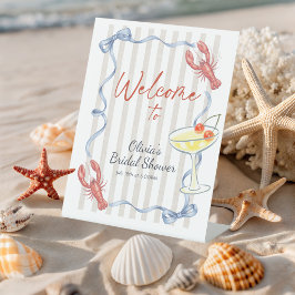 Expositor En L Ribbon Lobster She is Catch Bridal Shower Welcome 
