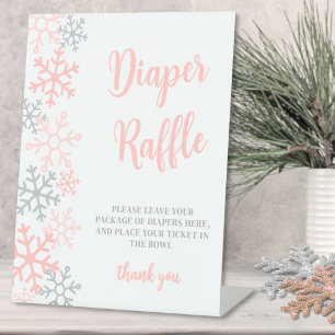Expositor En L Rifa de Pañales Copo de Nieve Baby Shower de Invie