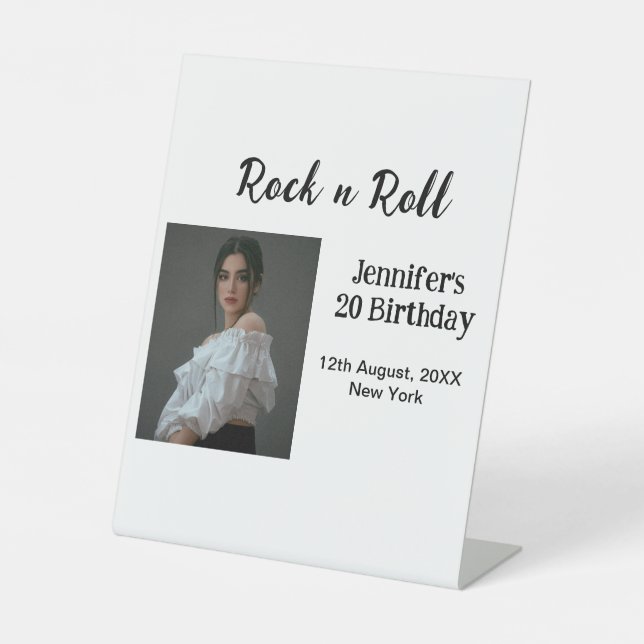 Expositor En L Rock n roll 20 cumpleaños chica foto elegante mode (Anverso)