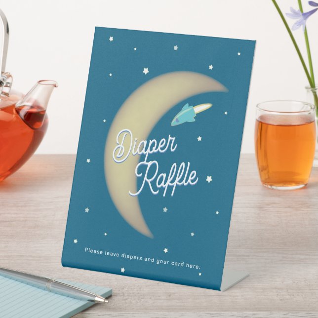 Expositor En L Rockets & Moon Diaper Raffle Teal (In Situ)