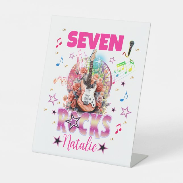Expositor En L Rock'n'Roll Guitar Chica de cumpleaños musical Roc (Anverso)