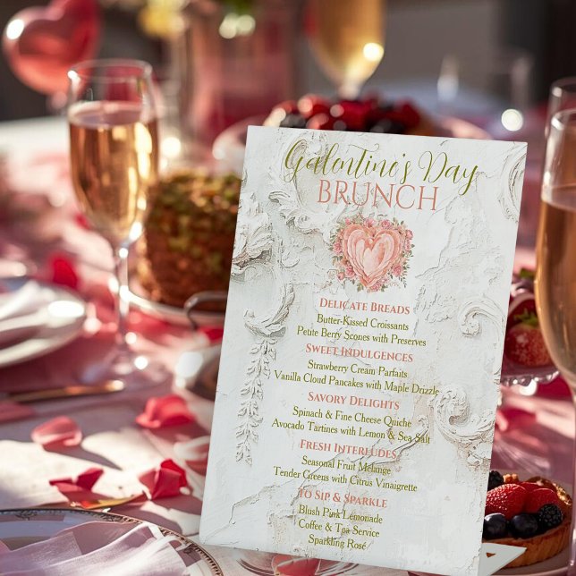 Expositor En L Rococo Floral Heart Galentine Brunch Tea Menu (Subido por el creador)