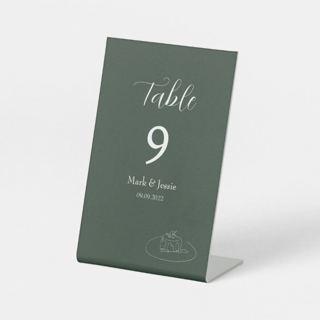 Expositor En L ROE Dusky Green & White Simple Boda (Anverso)