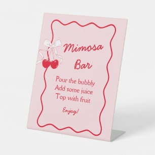 Expositor En L Rojo rosa Wavy Cherry Bow Bridal Shower Mimosa Bar