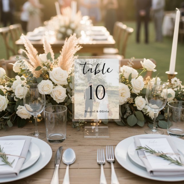 Expositor En L Romantic Photo Wedding Table Number Card (Subido por el creador)