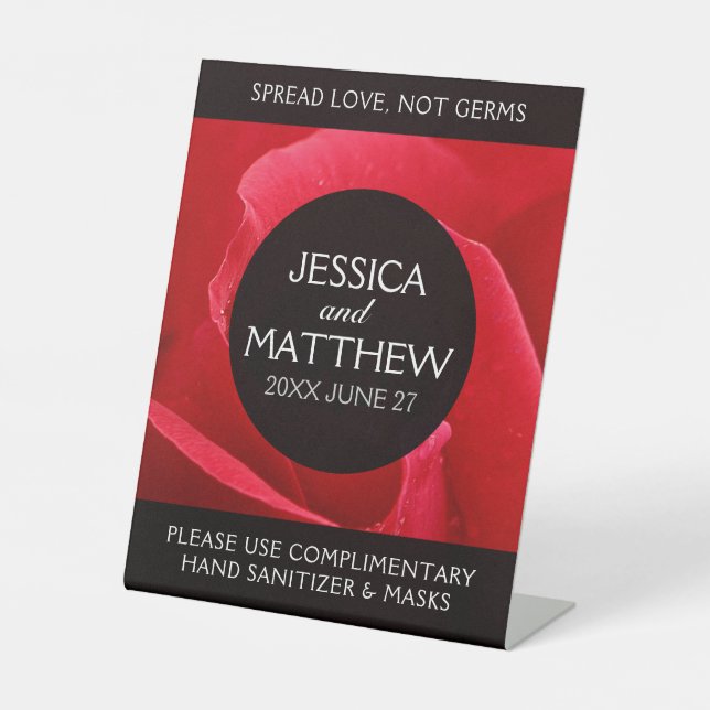 Expositor En L Romántico Estilo Rojo Rosa Floral Boda Seguridad P (Anverso)