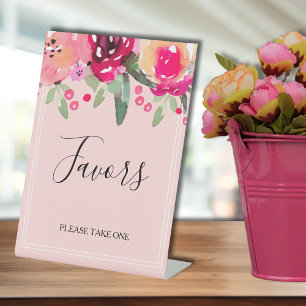 Expositor En L Romántico Favor De La Ducha Bridal De Flores Rosa