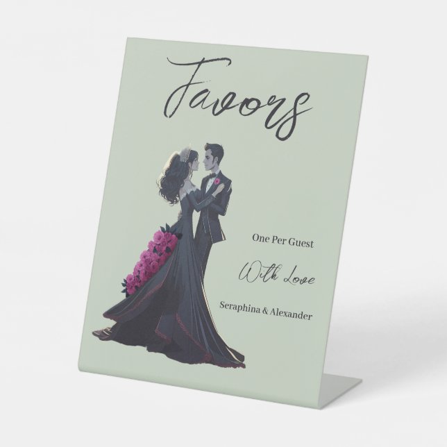 Expositor En L Romántico Gótico Amantes Elegante Boda Tabletop (Anverso)