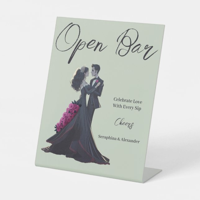 Expositor En L Romántico Gótico Amantes Elegante Boda Tabletop (Anverso)