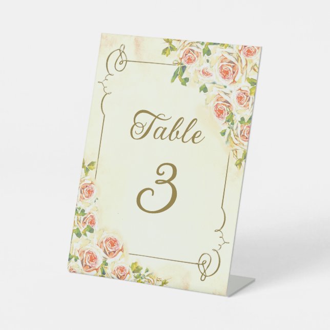 Expositor En L Rosa antiguo 6 x 8 Número de tabla Rótulo peatonal (Anverso)