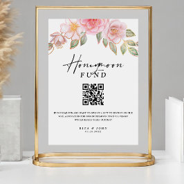 Expositor En L Rosa Carnation Honeymoon Fund Cash QR Code Boda