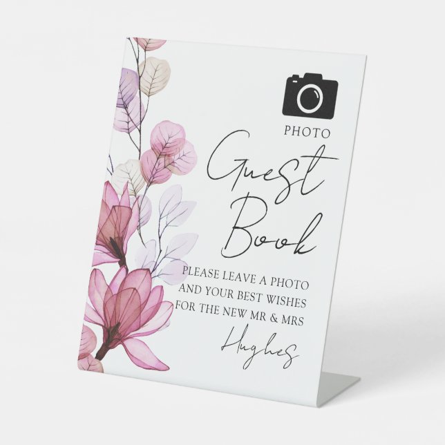 Expositor En L Rosa de Boda floral de Dusty Guest Book (Anverso)
