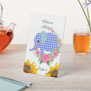 Expositor En L Rosa de elefante azul Rótulo peatonal floral