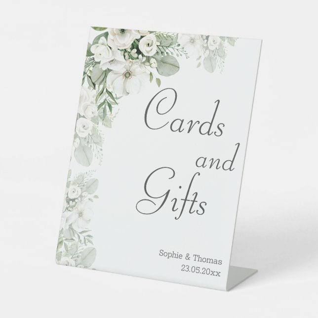 Expositor En L Rosa floral verde turbio boda acuarela (Anverso)