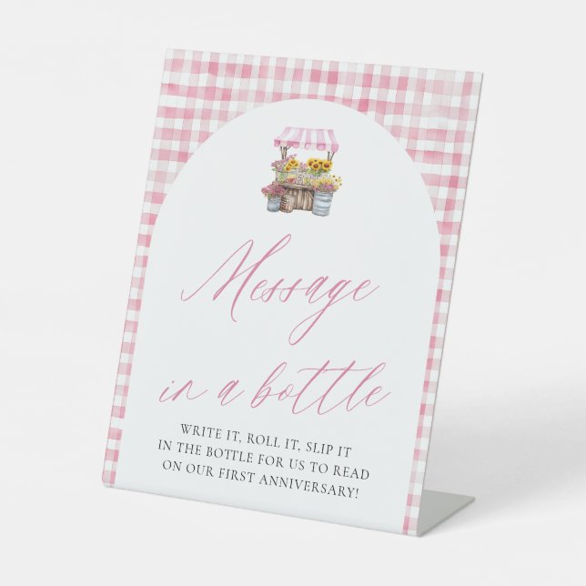 Expositor En L Rosa Fresco Mensaje Del Mercado En Un Rótulo De Bo (Anverso)