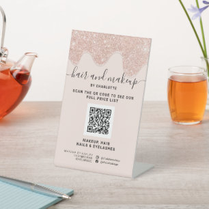 Expositor En L Rosa purpurina oro gotea el precio digital de QR