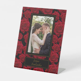 Expositor En L Rosa Roja Elegante - Foto Personalizado
