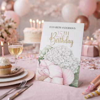 Expositor En L Rosa Rubor Peonía Floral 25 Cumpleaños
