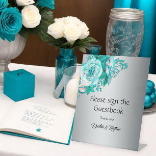 Expositor En L Rosa  verde azulado Boda de Silver Elegance