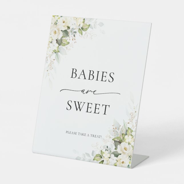 Expositor En L Rosas Blancas Verdes Los Bebés Son Un Rótulo Dulce (Anverso)