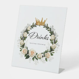 Expositor En L Rosas blancas y bebidas respiratorias para el bebé