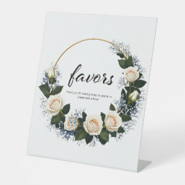 Expositor En L Rosas blancas y el favor del aliento del bebé azul