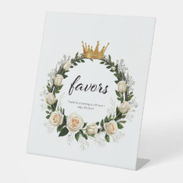 Expositor En L Rosas blancas y favores respiratorios para el bebé