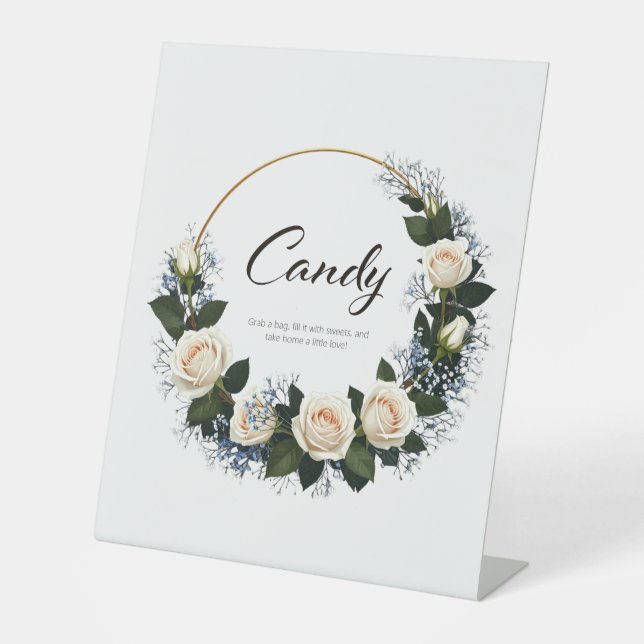 Expositor En L Rosas blancas y vaina para el aliento del bebé (Anverso)