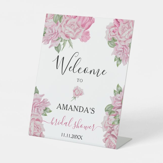 Expositor En L Rosas flores - letrero de bienvenida para ducha de (Anverso)