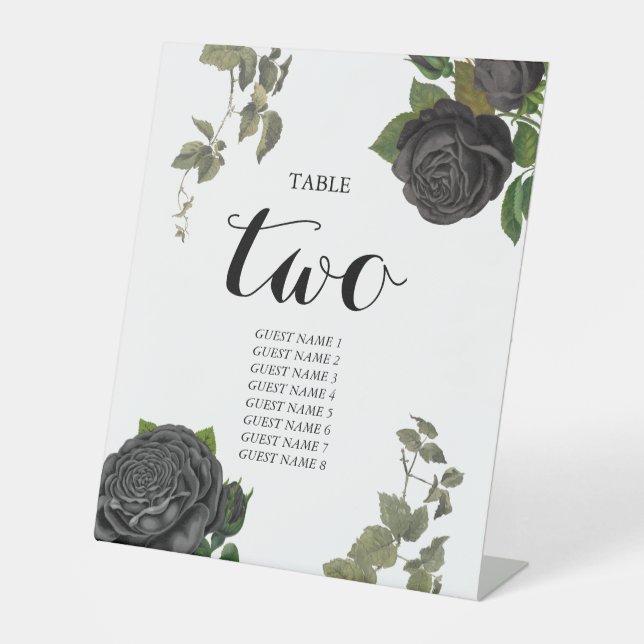 Expositor En L Rosas góticos de Halloween Boda blanco número de t (Anverso)