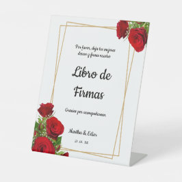 Expositor En L Rosas Rojas Elegantes para el Libro de Firmas en E