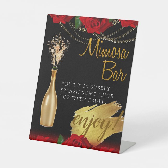 Expositor En L Rosas rojos turcos Brunch nupcial Mimosa Bar Pedes (Anverso)