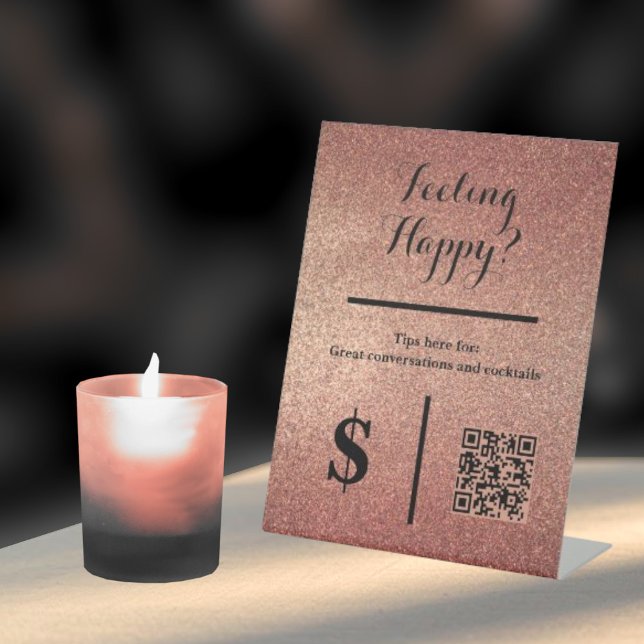 Expositor En L Rose Gold Glitter QR Code Event Bartenter (Subido por el creador)