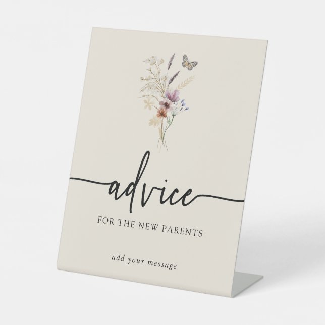 Expositor En L Rótulo Baby Shower de consejos florales (Anverso)