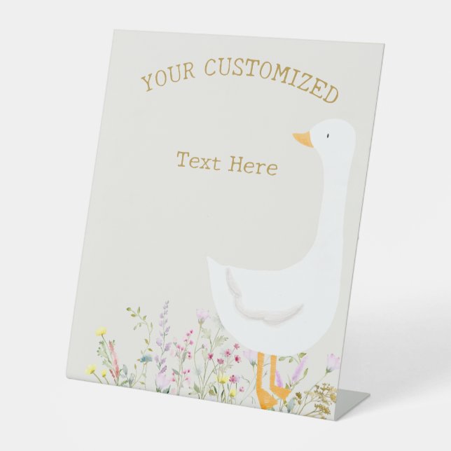Expositor En L Rótulo Baby Shower de Personalizado floral de gans (Anverso)