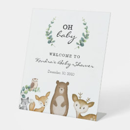Expositor En L Rótulo Baby Shower de Woodland Animals