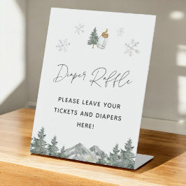 Expositor En L Rótulo Baby Shower Diaper Raffle de invierno con c