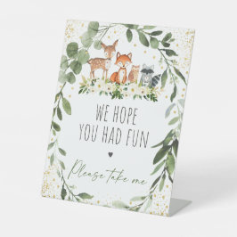 Expositor En L Rótulo Baby Shower Favor de Woodland Greenery
