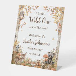 Expositor En L Rótulo Baby Shower neutral de bosque de bosques rú