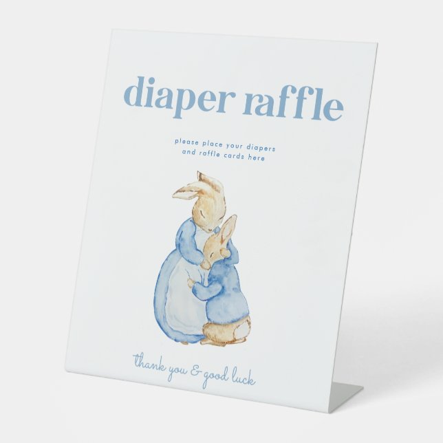Expositor En L Rótulo Baby Shower Peter Rabbit Diaper Raffle (Anverso)