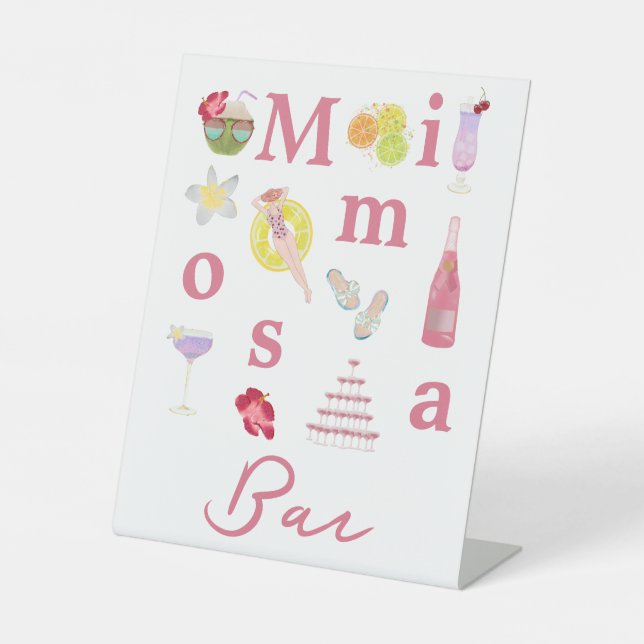 Expositor En L Rótulo Beach Tropical Mimosa Bar para la ducha de  (Anverso)