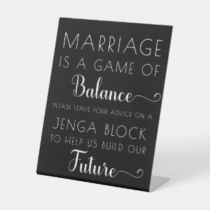 Expositor En L Rótulo Boda de libros Jenga moderno y elegante neg