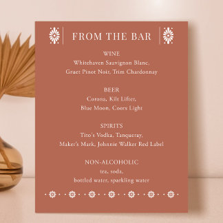 Expositor En L Rótulo Boda mexicano Terra Cotta Bar