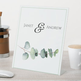 Expositor En L Rótulo Boda Minimalista de Eucalyptus
