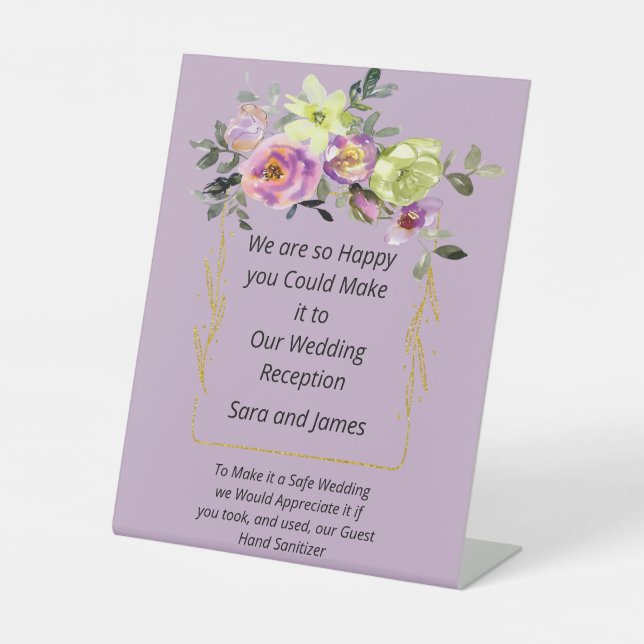 Expositor En L Rótulo boda para invitados mano Sanitizer (Anverso)