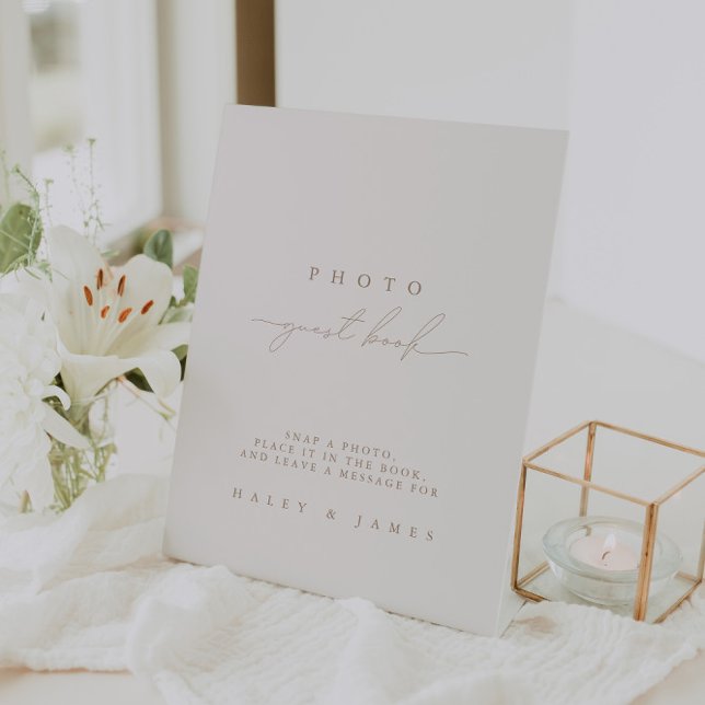 Expositor En L Rótulo Boda simple del libro de invitados fotográf (Photo Guest Book Simple Wedding Sign)