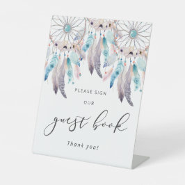 Expositor En L Rótulo Boho Dreamcatcher Guestbook para Baby Showe