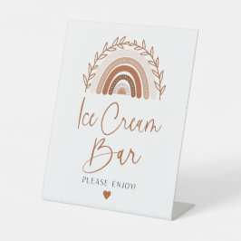 Expositor En L Rótulo Boho Rainbow Ice Cream Bar, tonos tierra