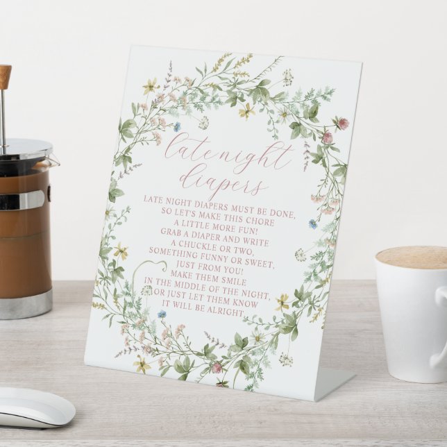 Expositor En L Rótulo Boho Rustic Wildflowers Diapers nocturnos t (In Situ)